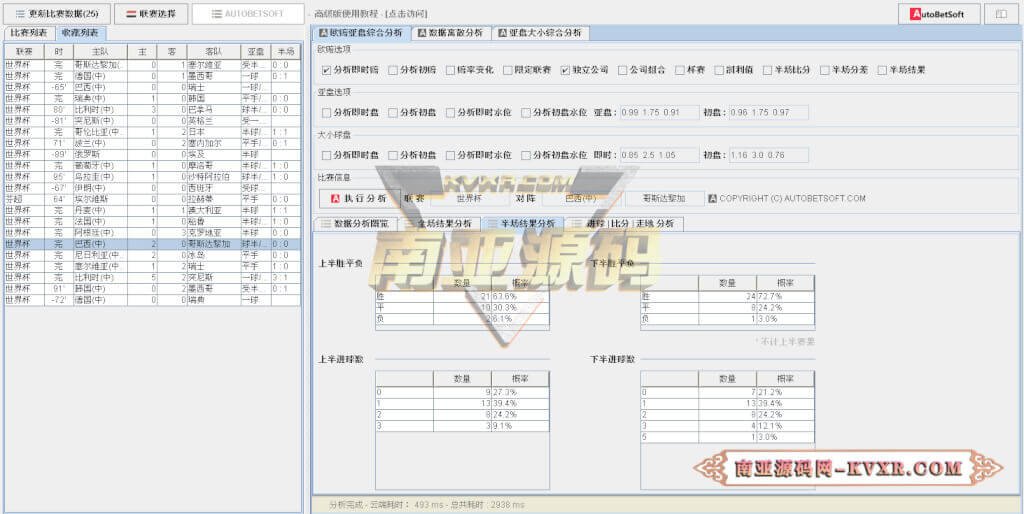 足球分析软件源码高级版(欧赔亚盘大小综合全能版)
